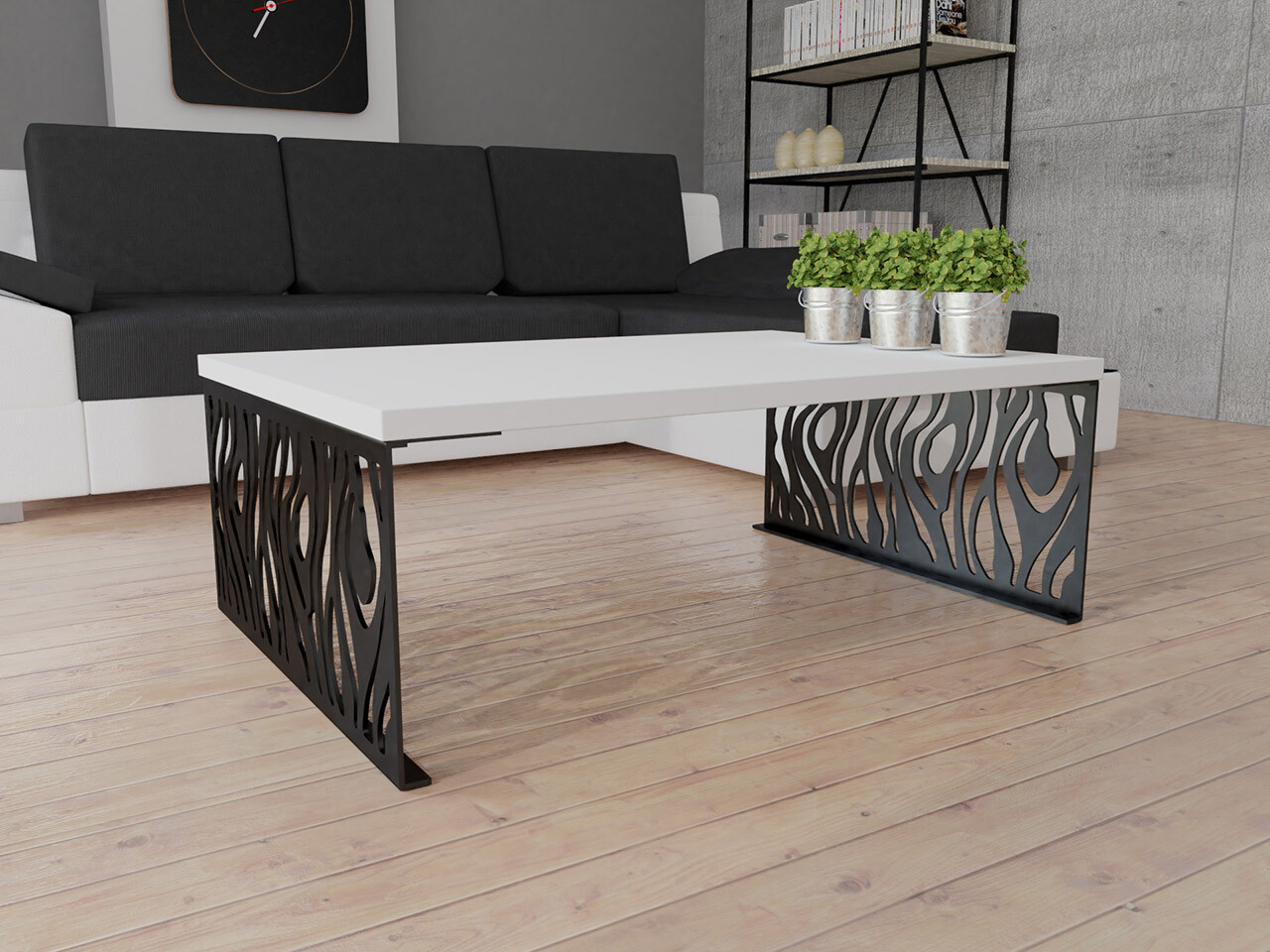 Coffee table Germantown 108 (Glossy white + Matte black)