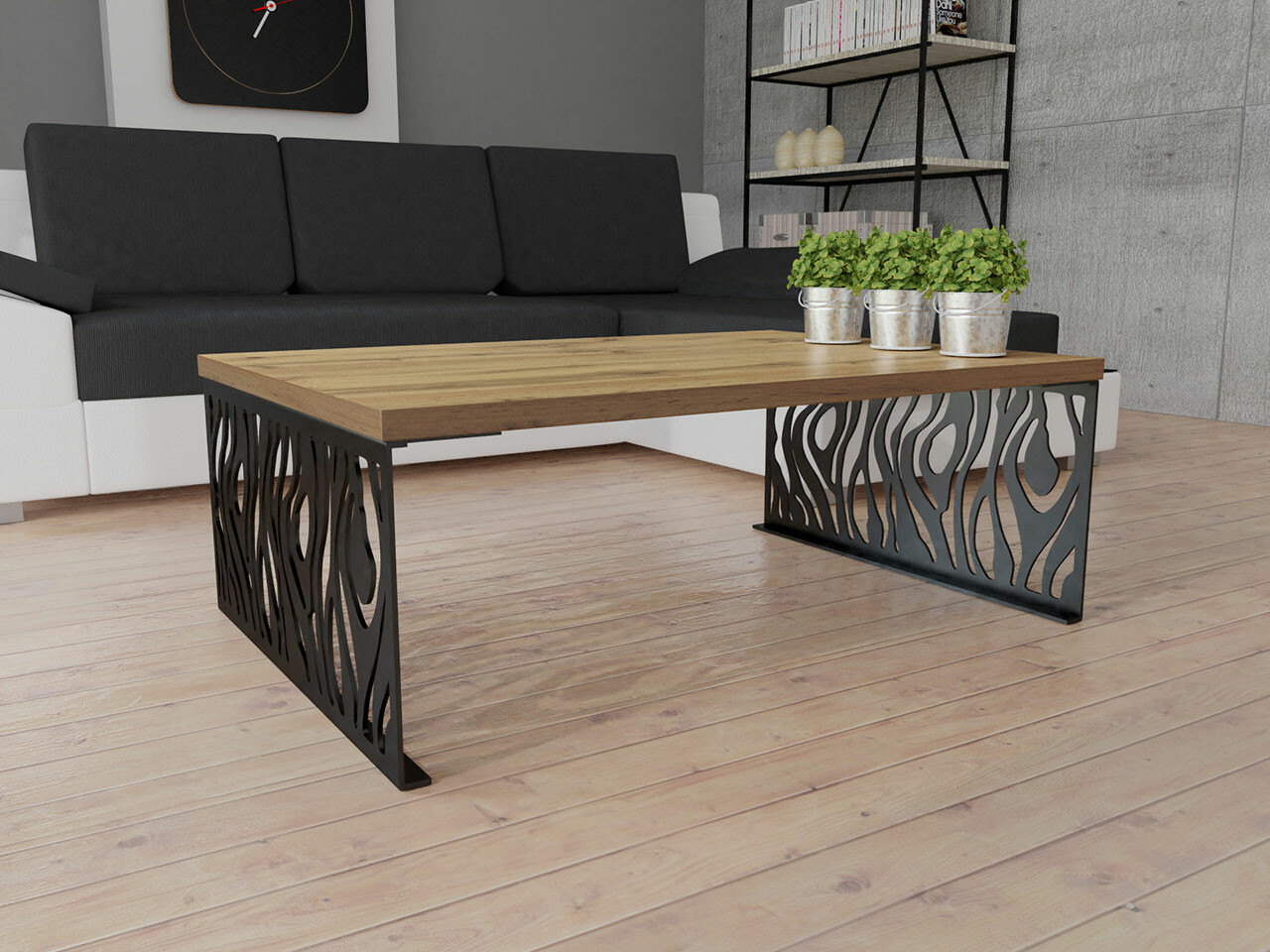Coffee table Germantown 108 (Oak + Matte black)