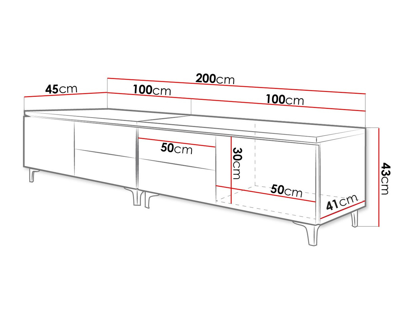 TV stand Hortus I (White + Gloss grey)