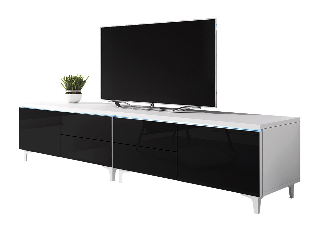 TV stand Hortus I (White + Glossy black)