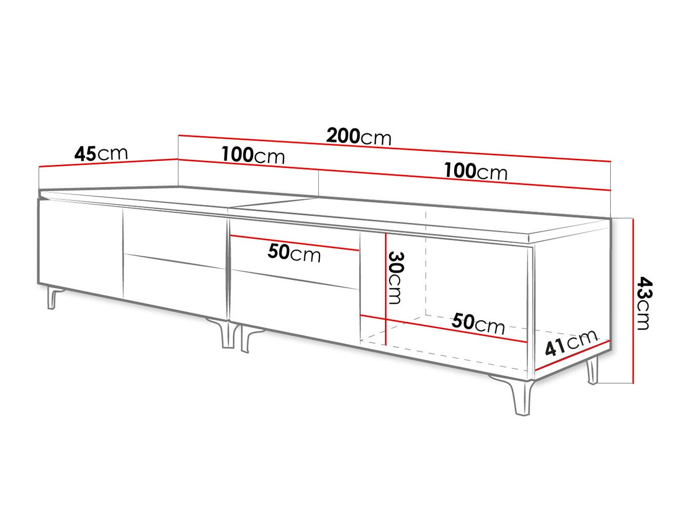 TV stand Hortus I (White + Glossy black)