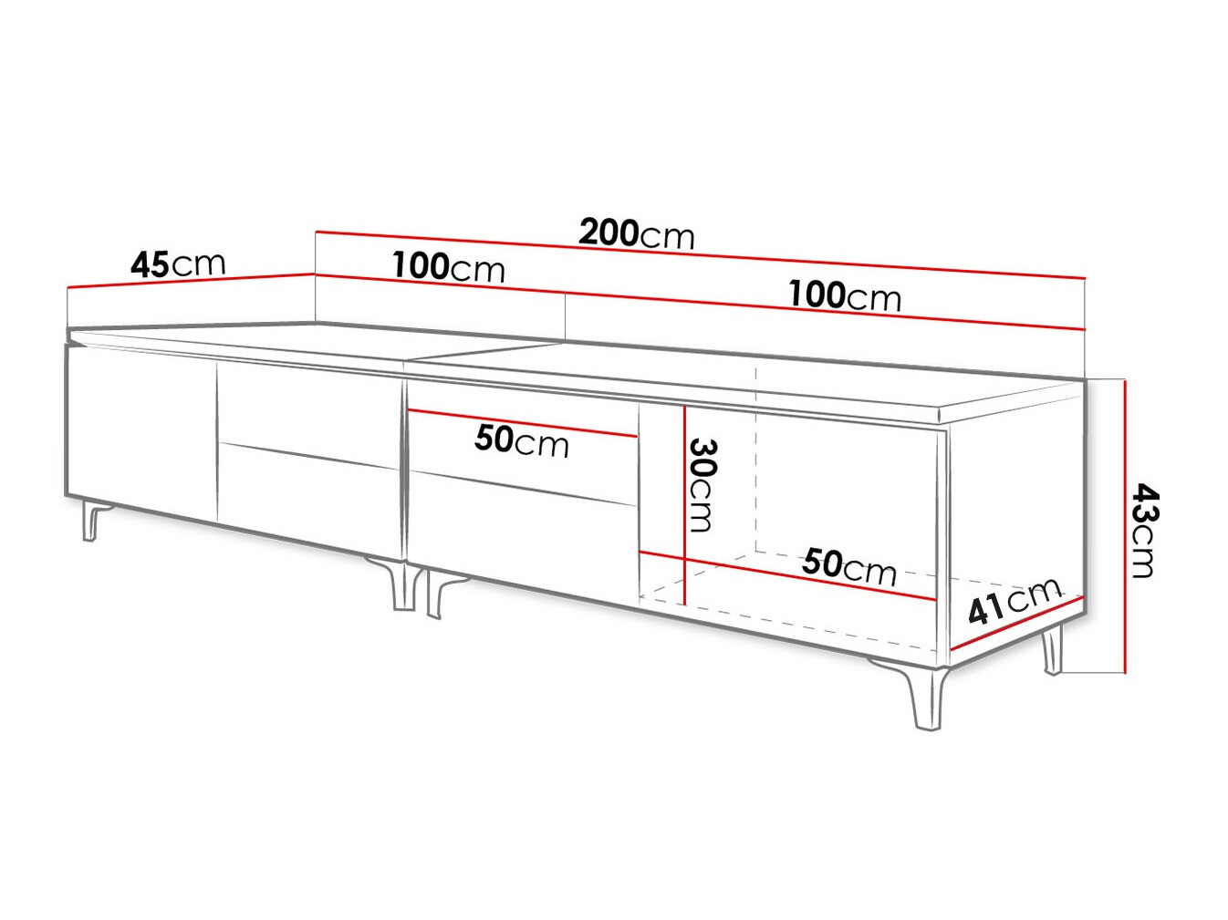 TV stand Hortus I (White + Glossy white)
