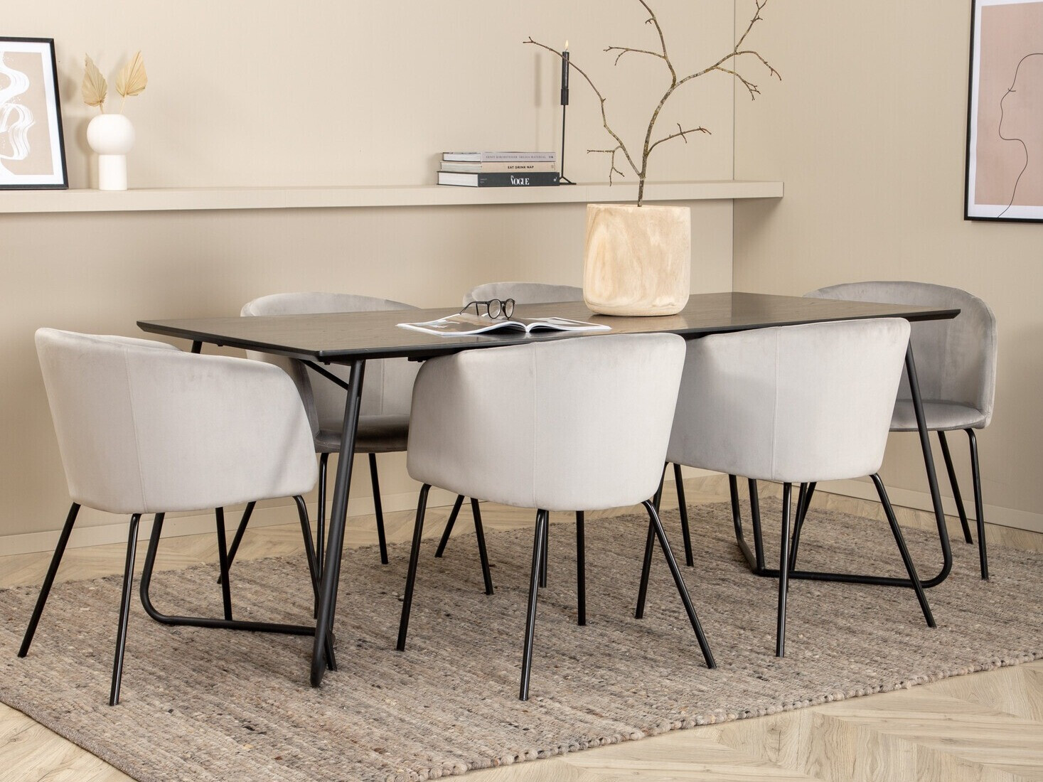 Dining set Dallas 2569 (Light grey + Black)
