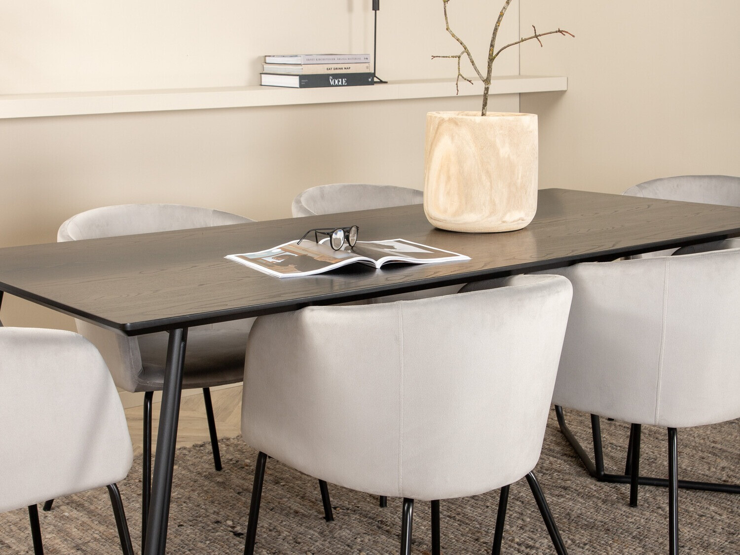 Dining set Dallas 2569 (Light grey + Black)