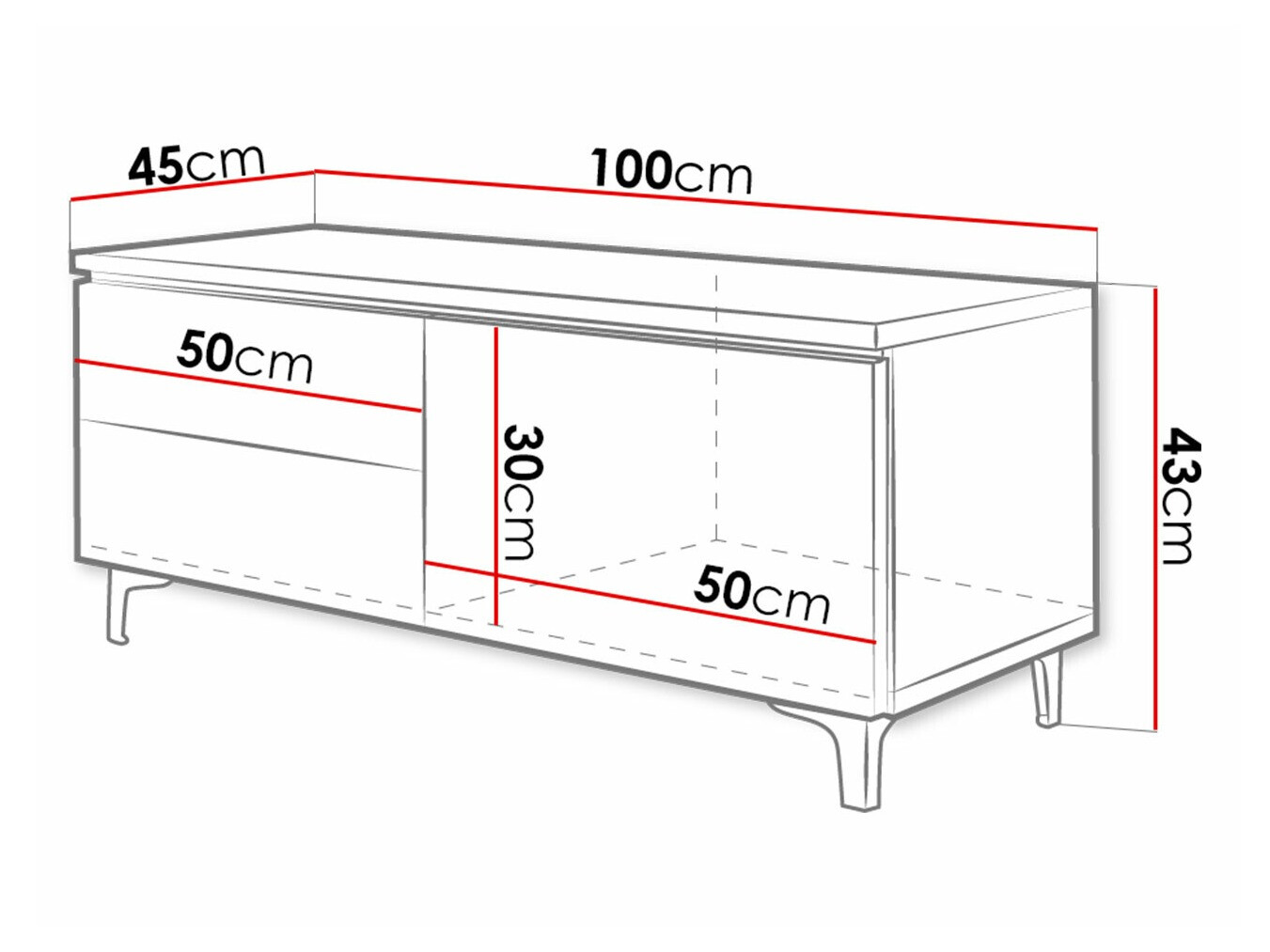 TV stand Uva VI (White + Gloss grey)