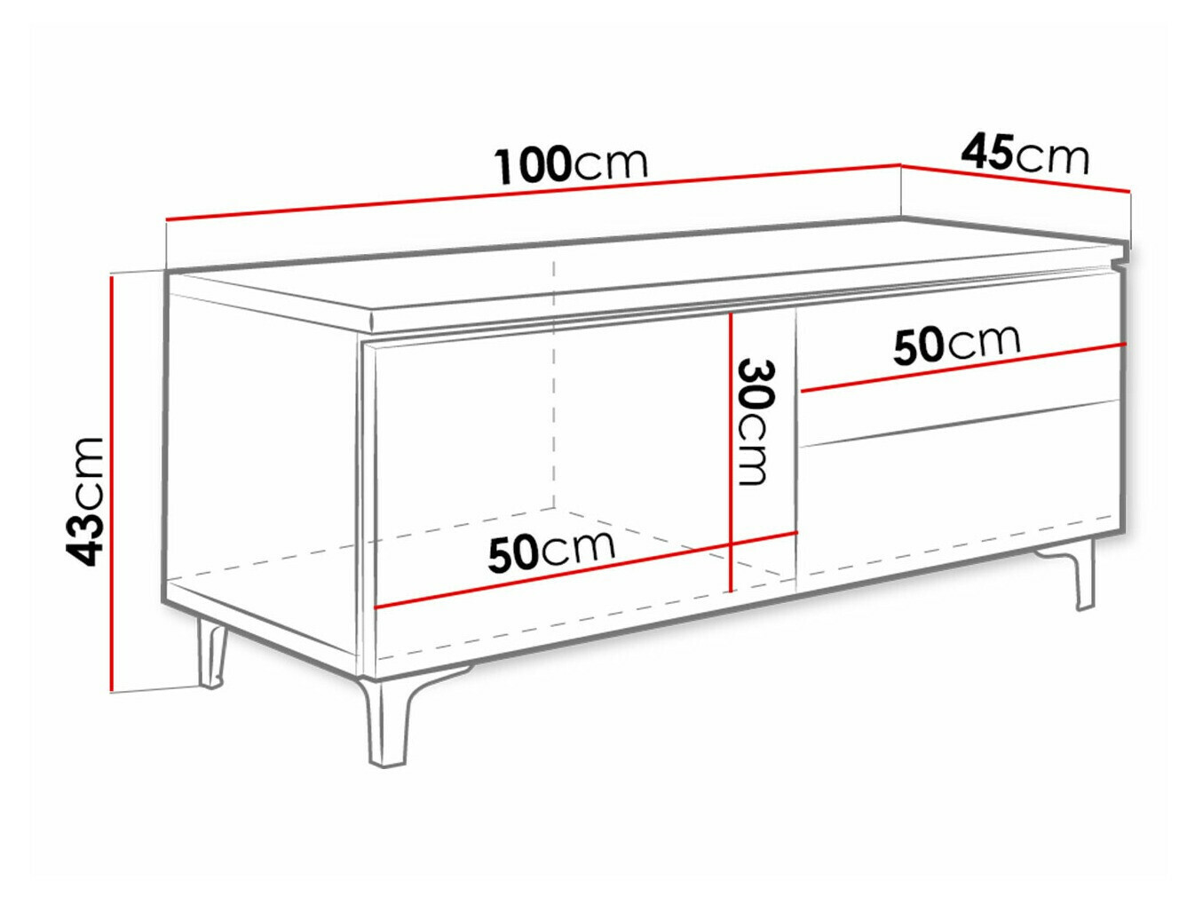 TV stand Uva VI (White + Gloss grey)