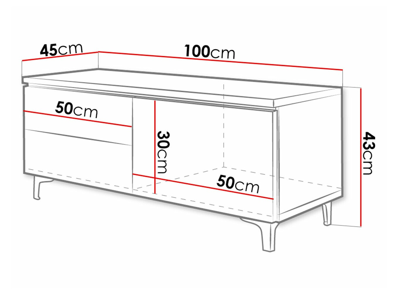 TV stand Uva VI (White + Glossy black)