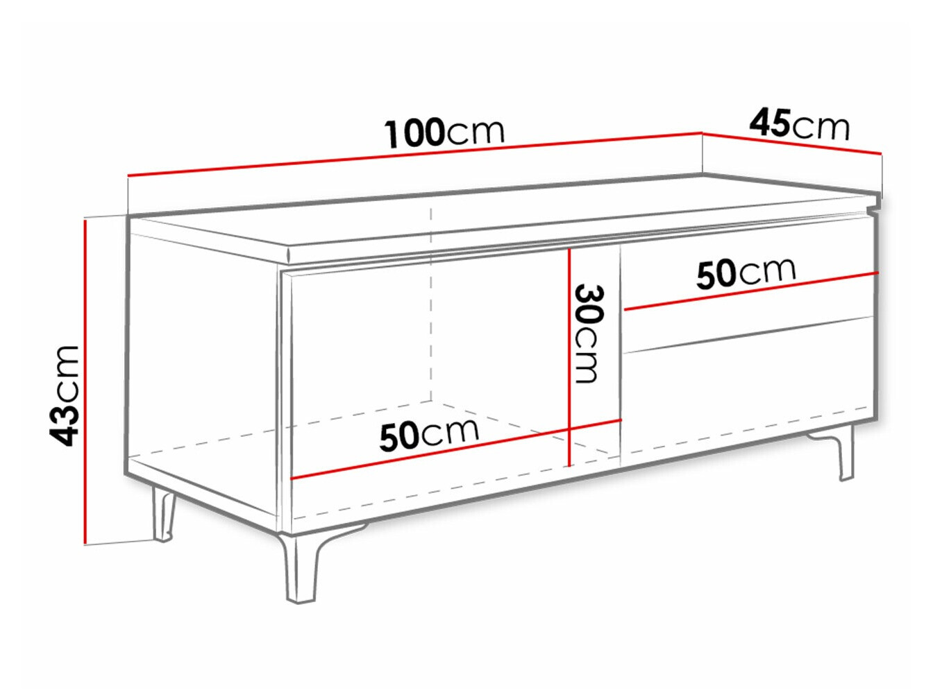 TV stand Uva VI (White + Glossy black)