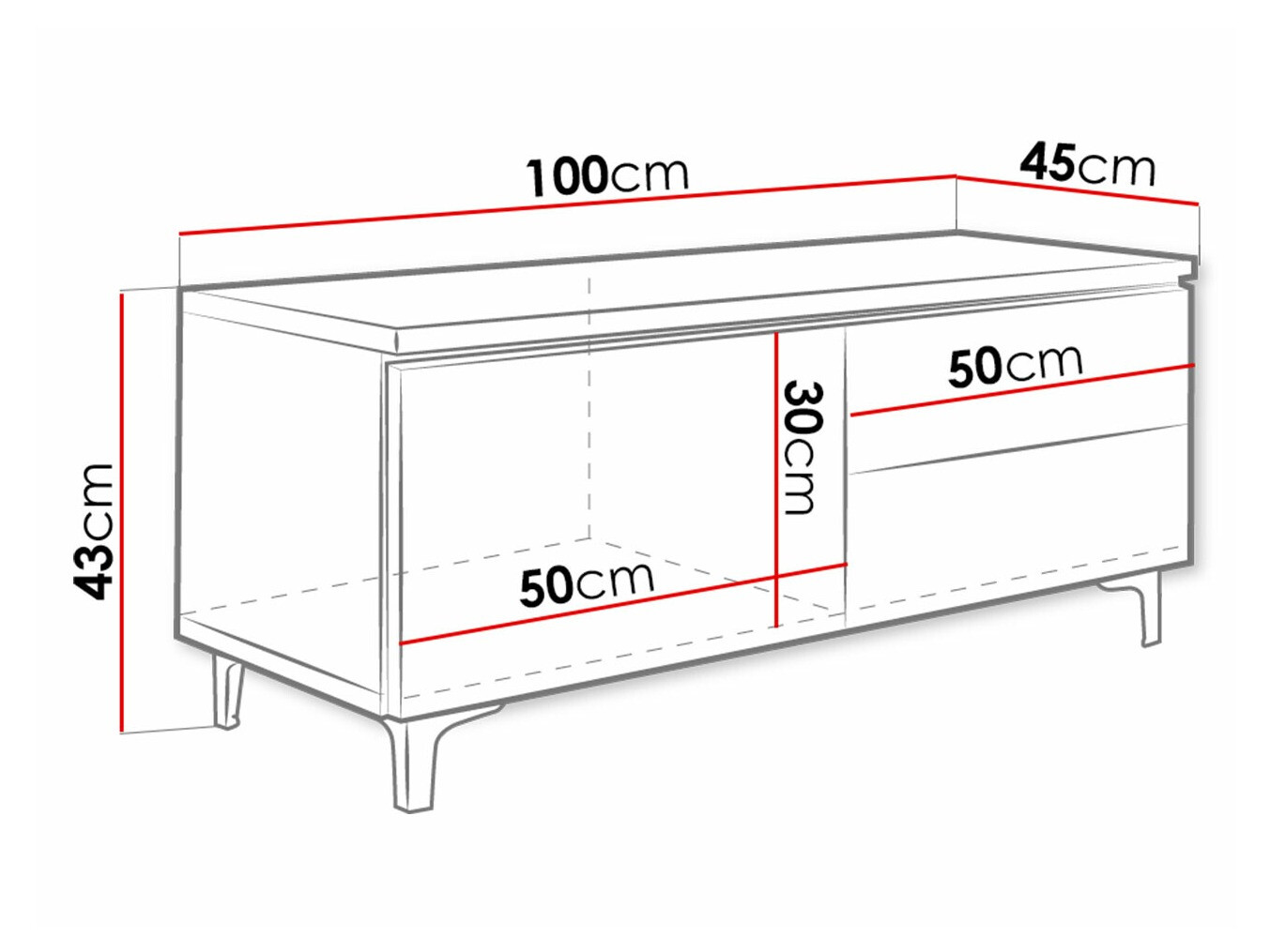 TV stand Uva VI (White + Glossy white)