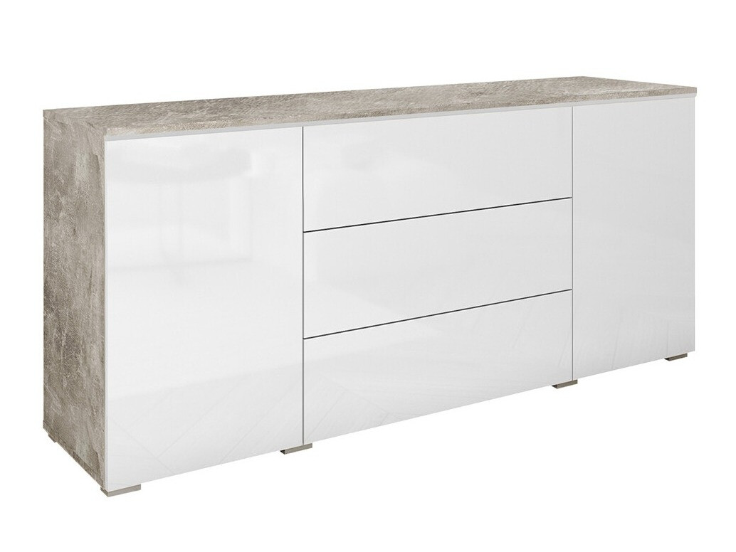 Chest of drawers Sarasota 142 (Concrete + Glossy white)