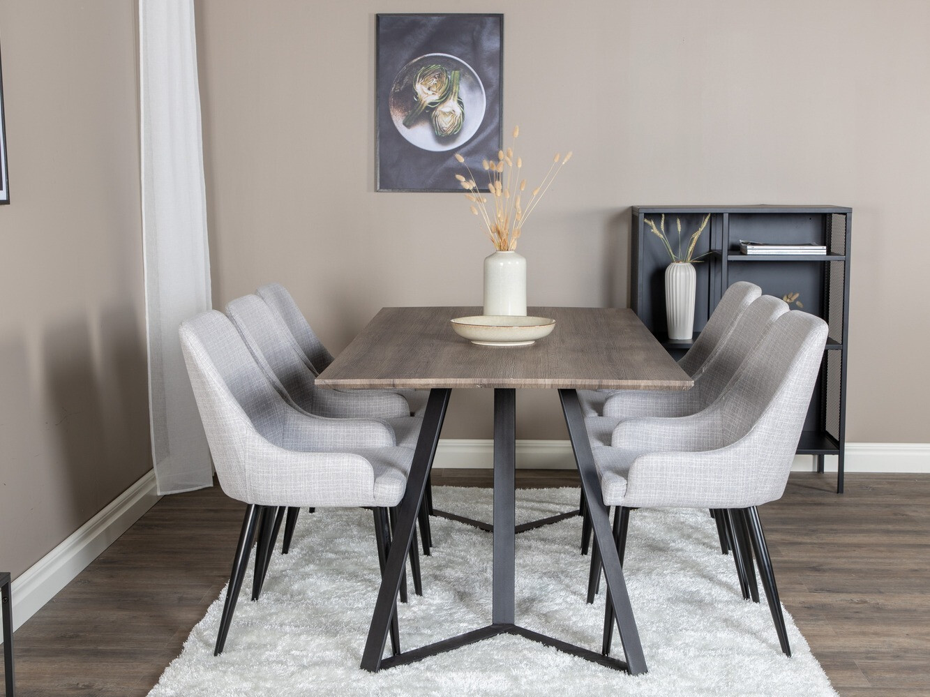 Dining set Dallas 1345 (Light grey + Black)