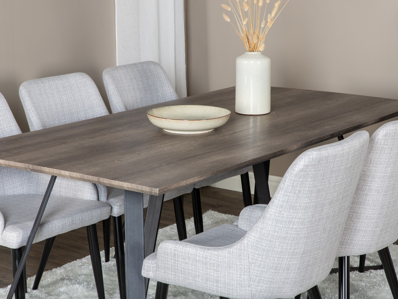 Dining set Dallas 1345 (Light grey + Black)