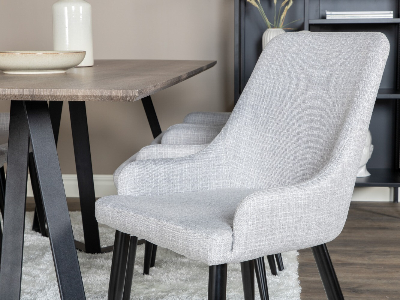Dining set Dallas 1345 (Light grey + Black)