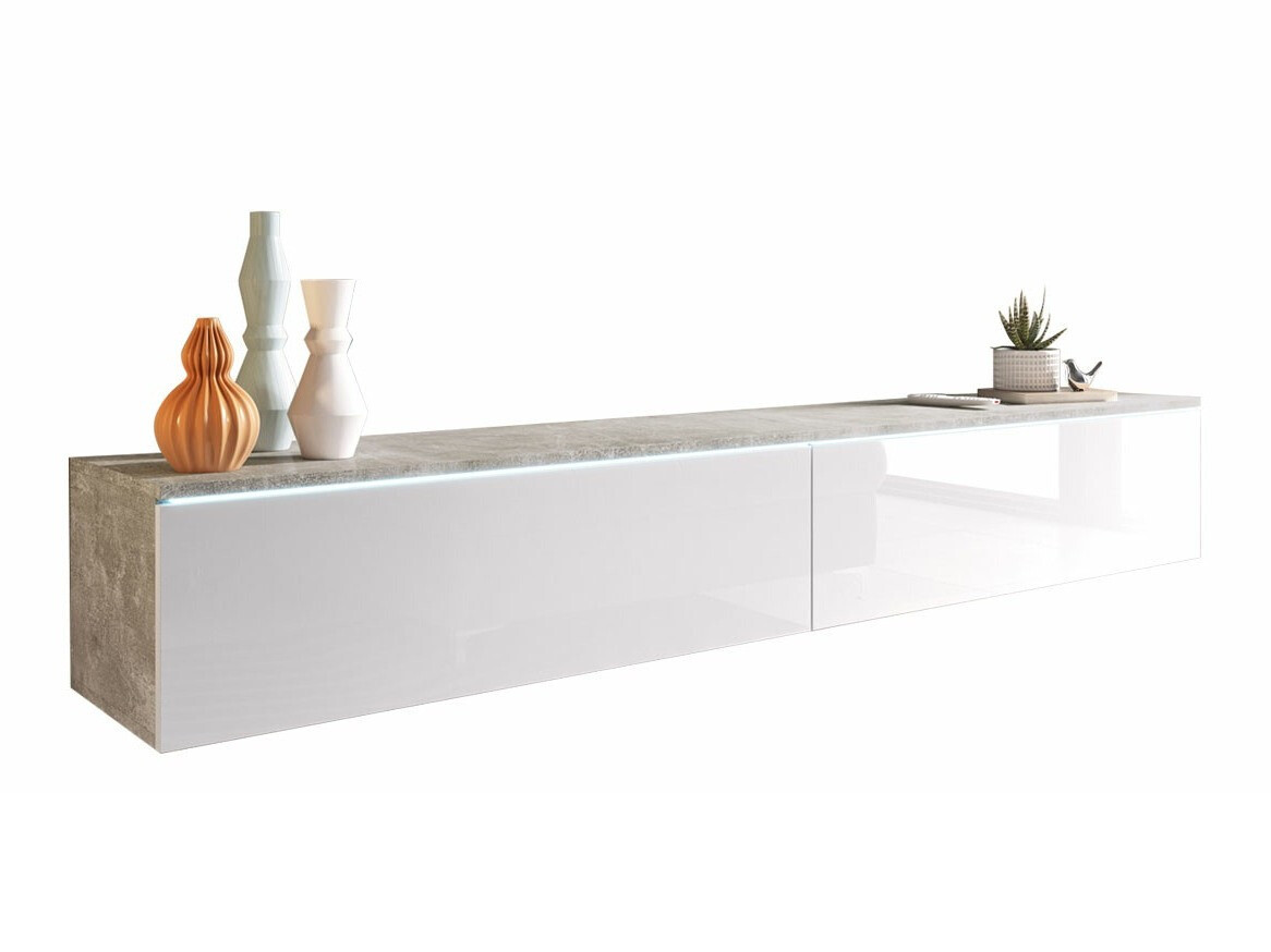TV stand Scientia I (Concrete + Glossy white)