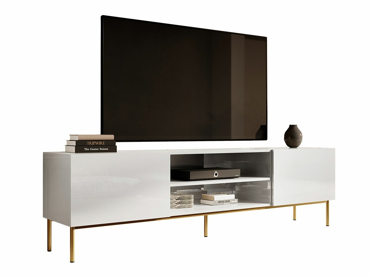 TV stand Charlotte 166 (White + Glossy white)