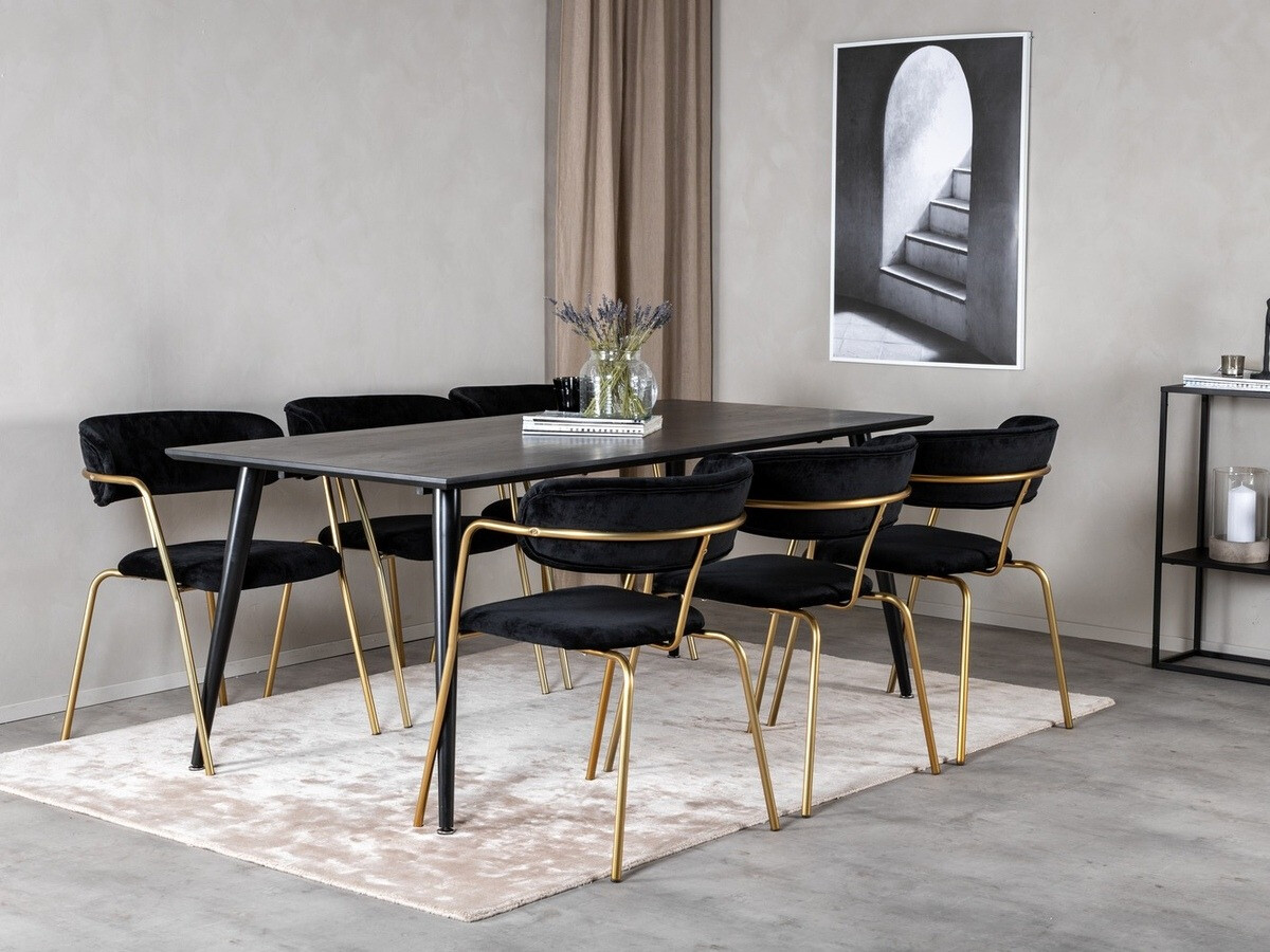 Dining set Dallas 2580 (Black + Brass)