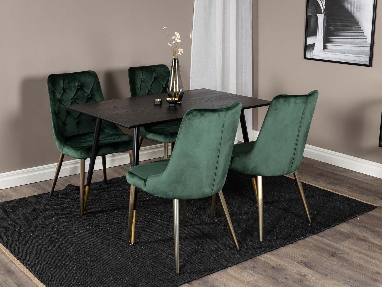 Dining set Dallas 1673 (Green + golden)