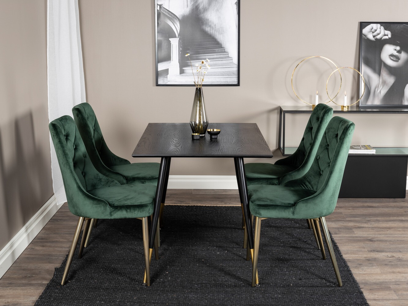Dining set Dallas 1673 (Green + golden)