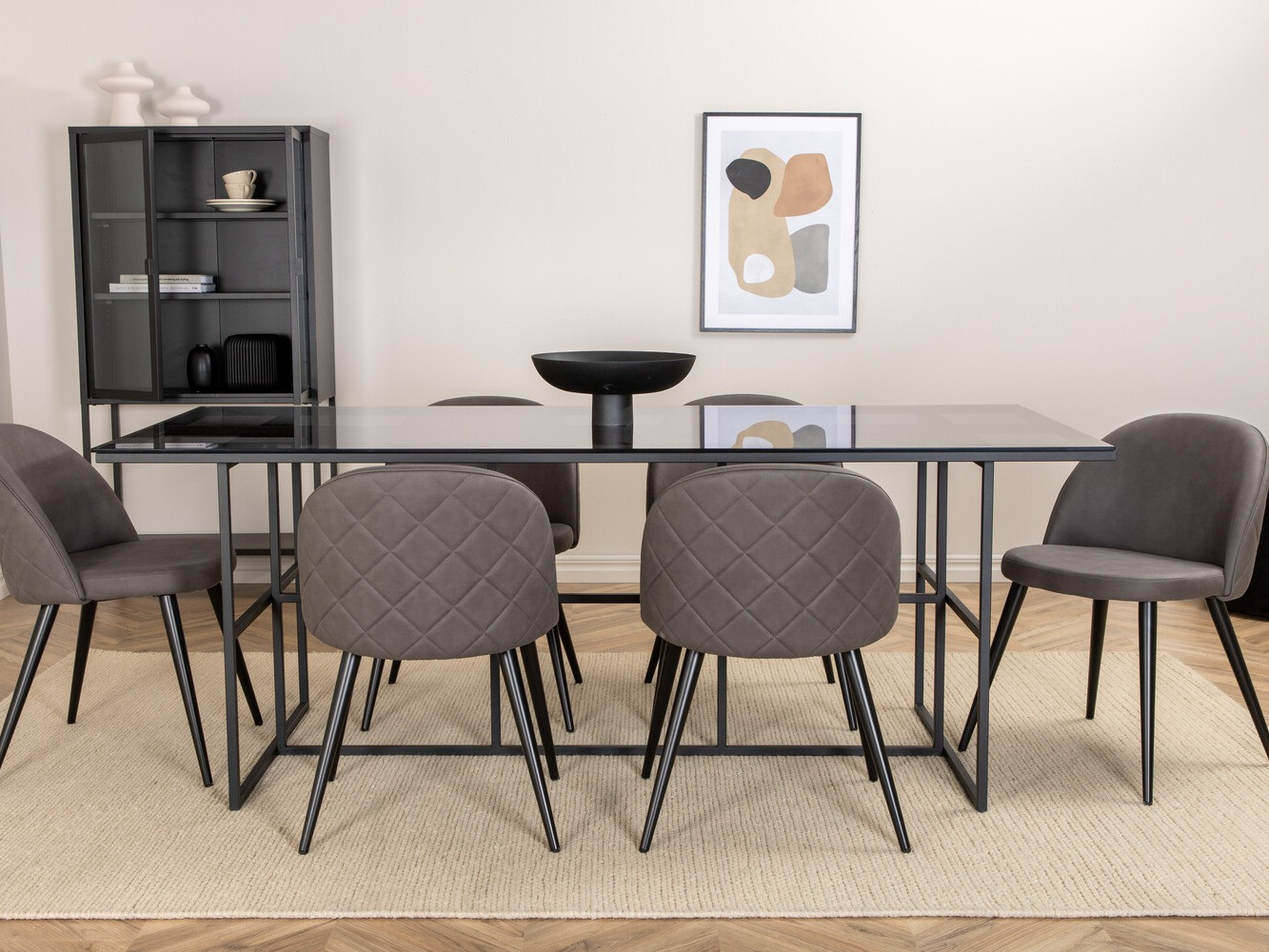 Dining set Dallas 3042 (Dark grey + Black)