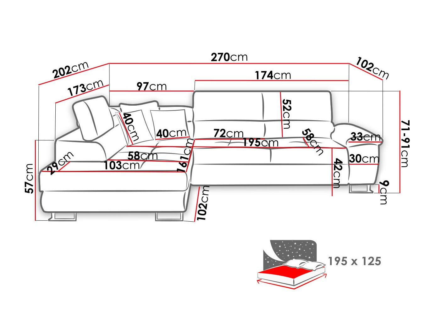 Corner sofa Comfivo Ruta II (Soft 017 + Lux 06 + Soft 017)