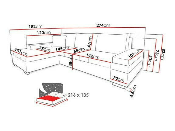 Corner sofa Comfivo 212 (Otusso 14 + Sorriso 04)