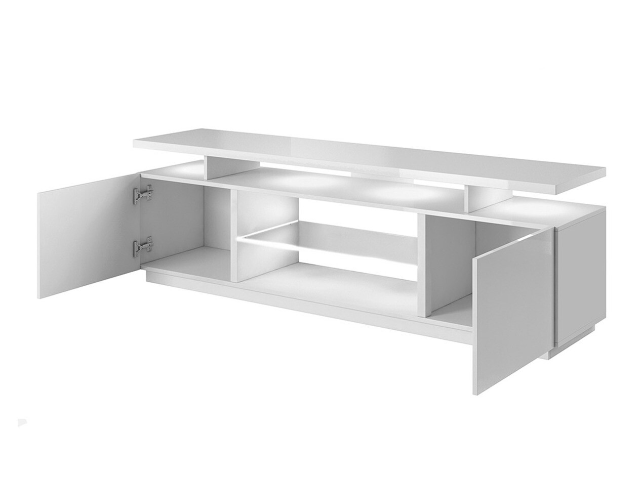 TV stand Figura (White + Glossy white)
