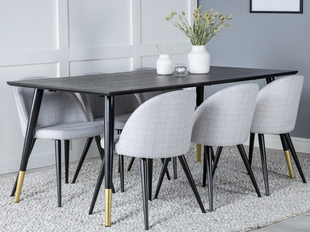 Dining set Dallas 1876 (Light grey + Black)
