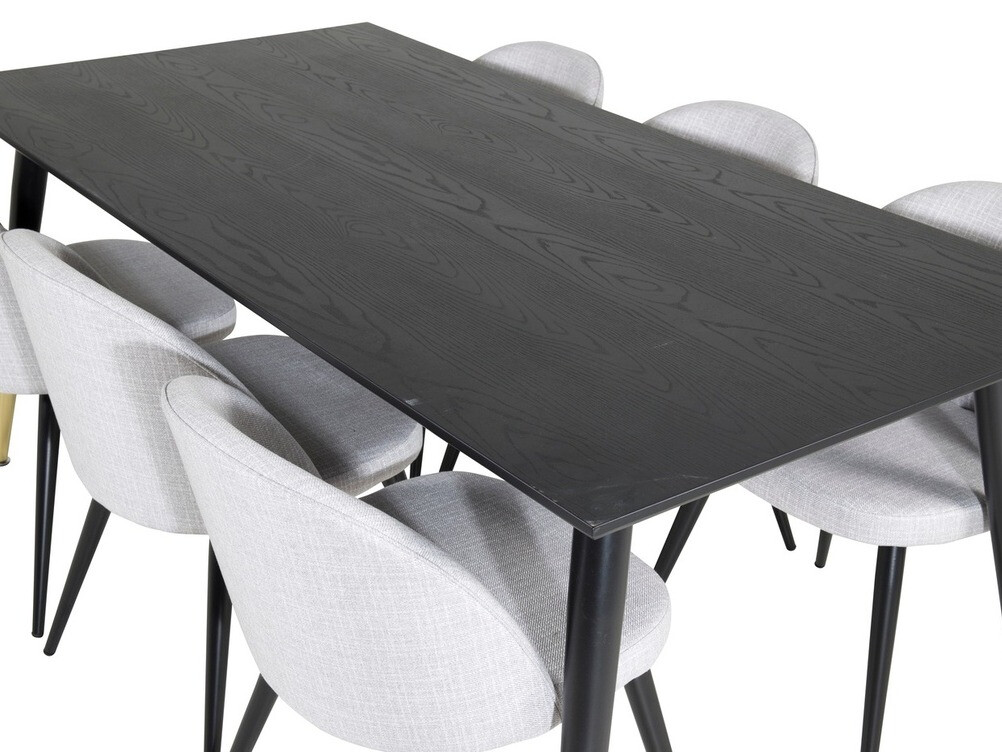 Dining set Dallas 1876 (Light grey + Black)