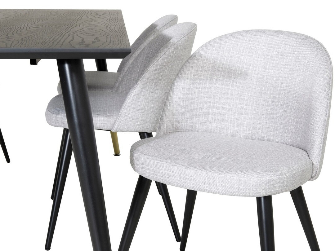 Dining set Dallas 1876 (Light grey + Black)