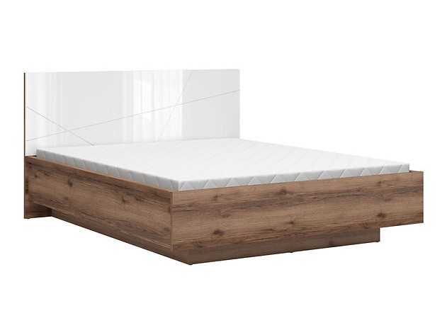 Bed Fivale 122 (Dark Delano oak + Glossy white)