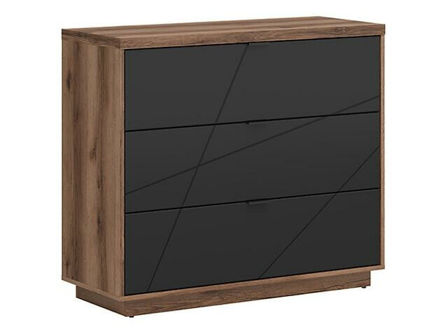 Chest of drawers Fivale 118 (Dark Delano oak + Matte black)