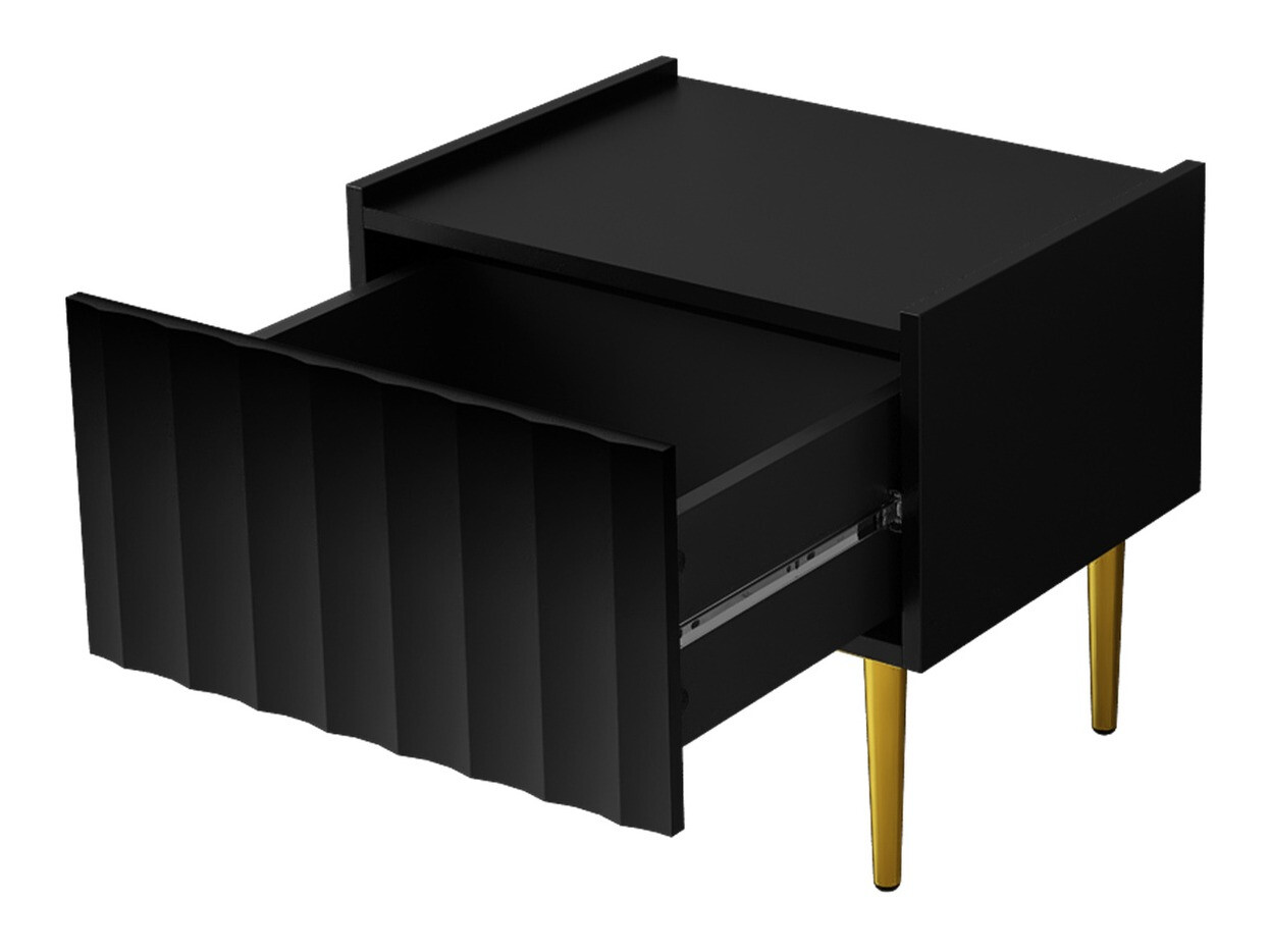 Bedside table Amplexal (Glossy black + Black)