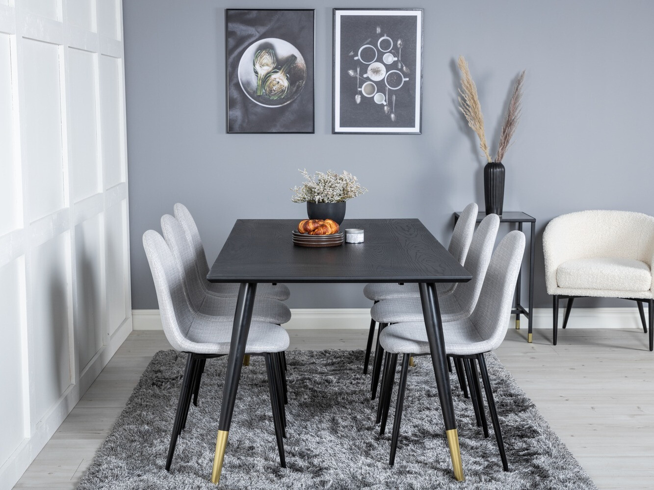 Dining set Dallas 2577 (Black + Brass)
