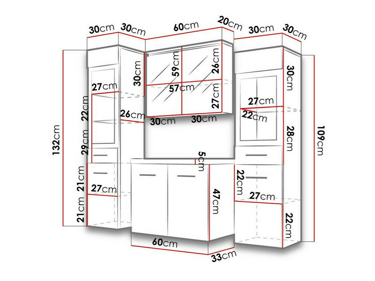 Bathroom set Scientia III (Glossy white + Matera grey)