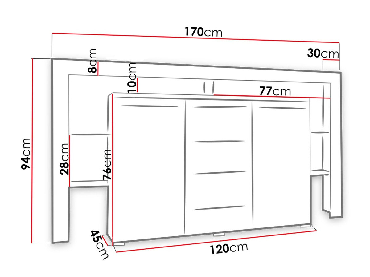 Chest of drawers Aestas (White + Glossy black)