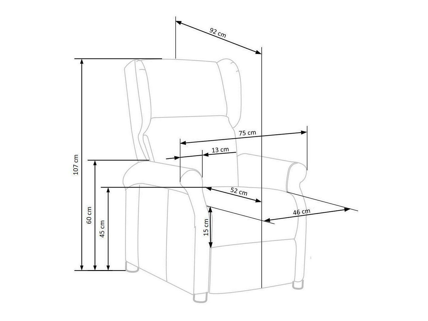 Recliner armchair Houston 1029 (Grey)