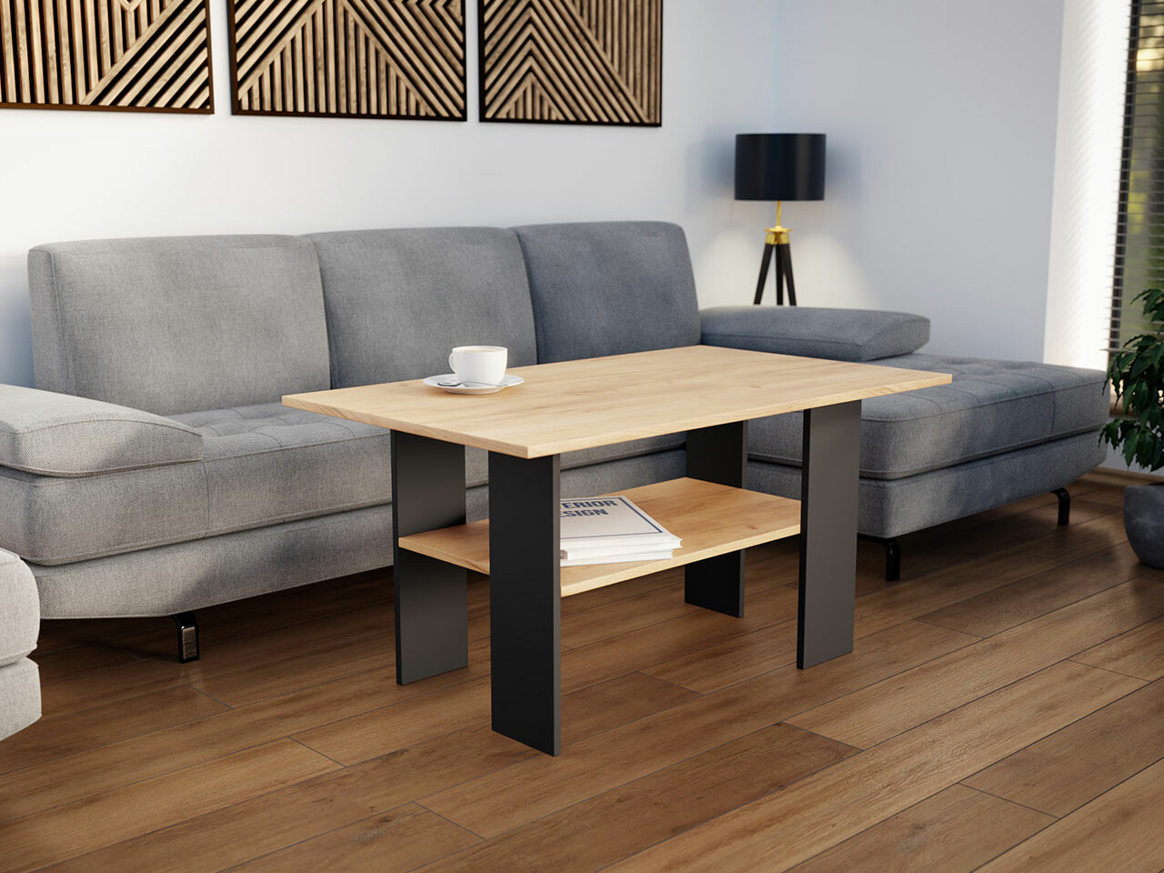 Coffee table Reading 101 (Black + Craft oak)