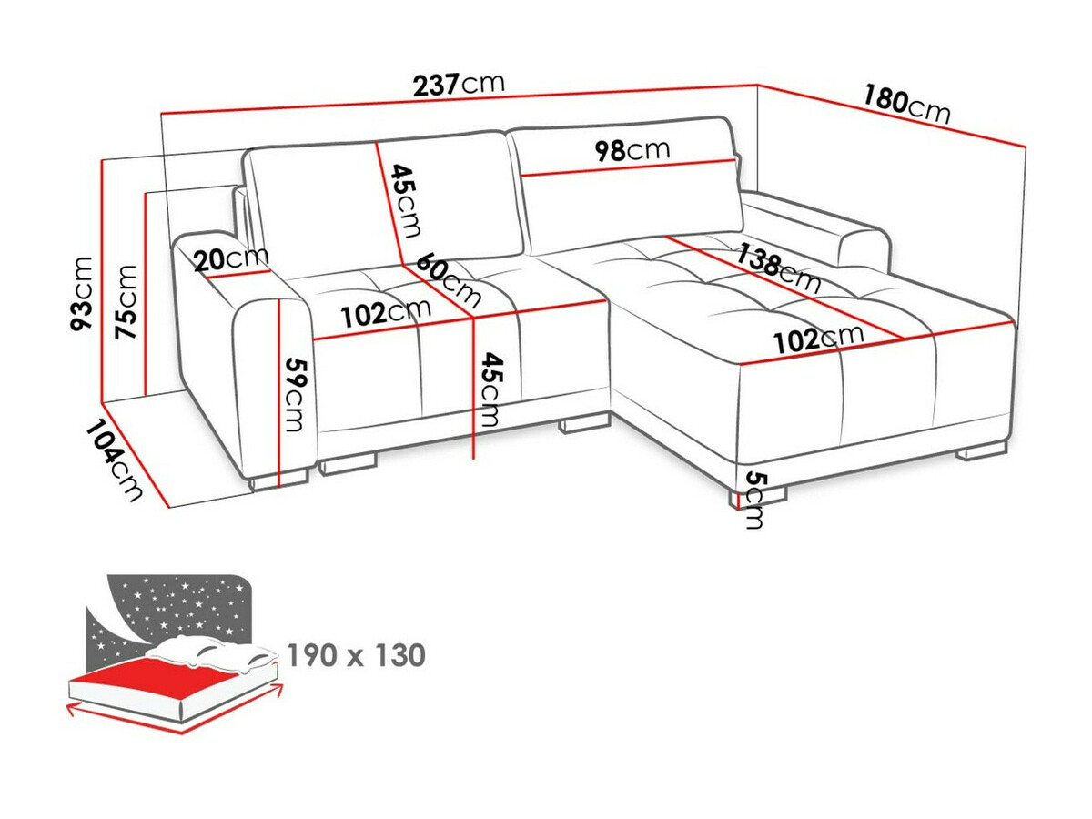 Corner sofa Columbus 183 (Paros 06)