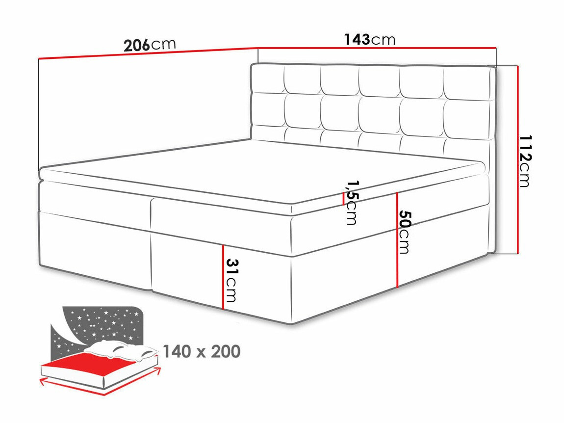 Continental bed Comfivo Osculum I (Muna 08)