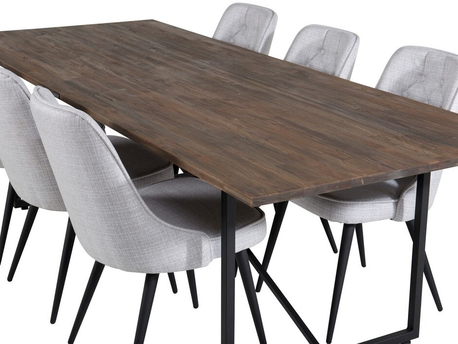 Dining set Dallas 1865 (Black + Light grey)
