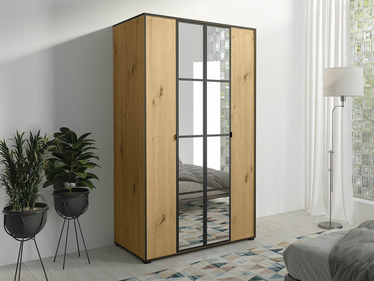 Wardrobe Toledo 117 (Artisan oak + Black)