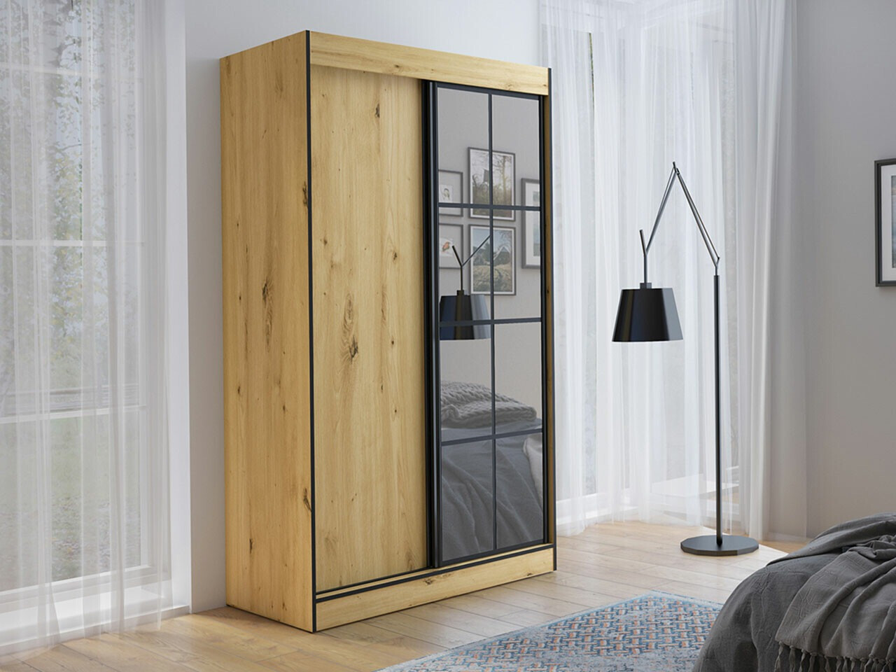 Wardrobe Toledo 118 (Artisan oak + Black)