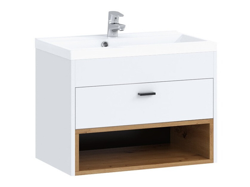 Wall-mounted bathroom cabinet for washbasin Baltesi 118 (White + Artisan oak)
