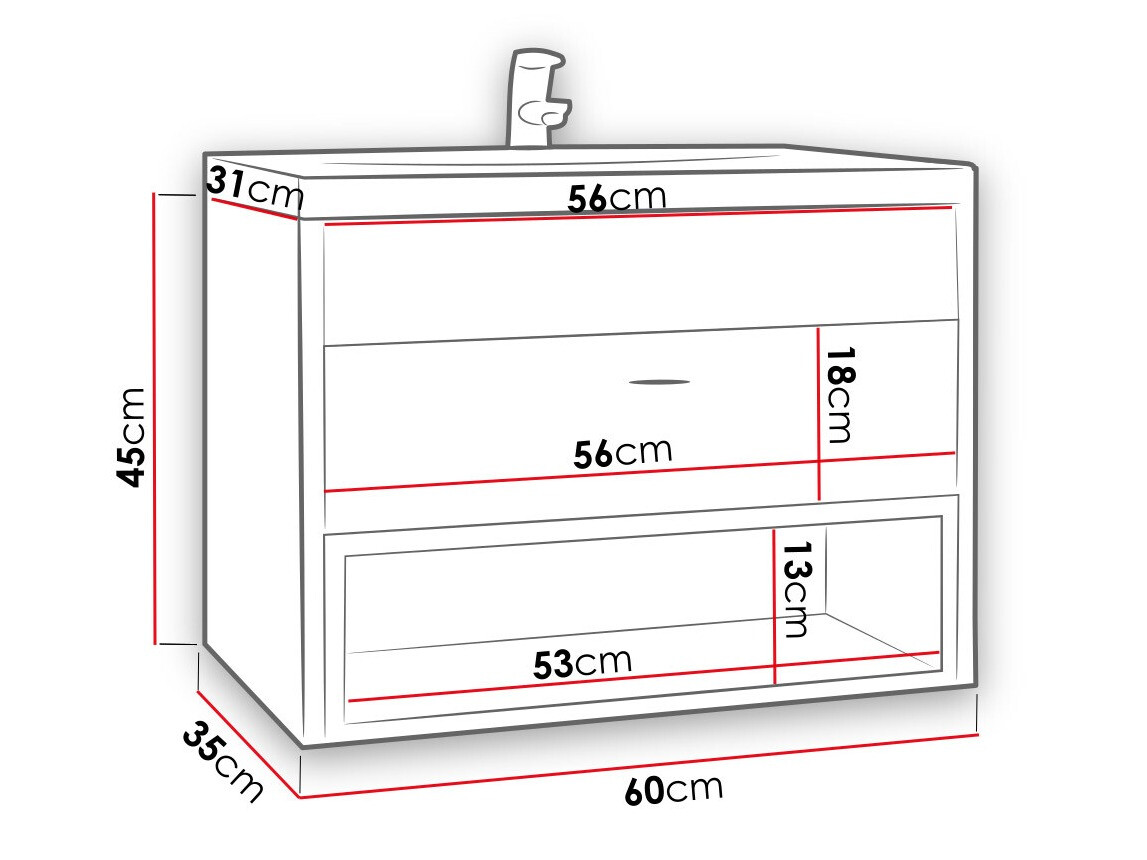 Wall-mounted bathroom cabinet for washbasin Velum (Artisan oak + Black)