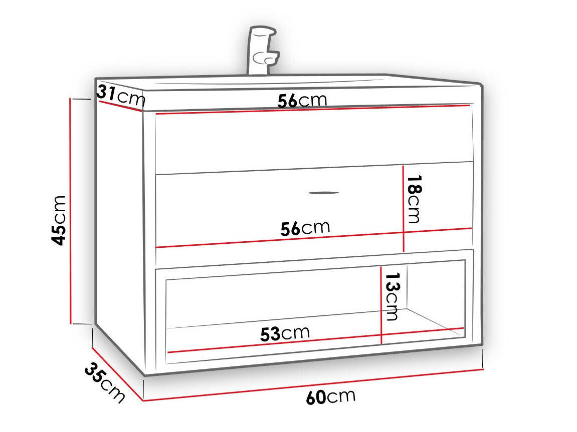 Wall-mounted bathroom cabinet for washbasin Velum (White + Artisan oak)