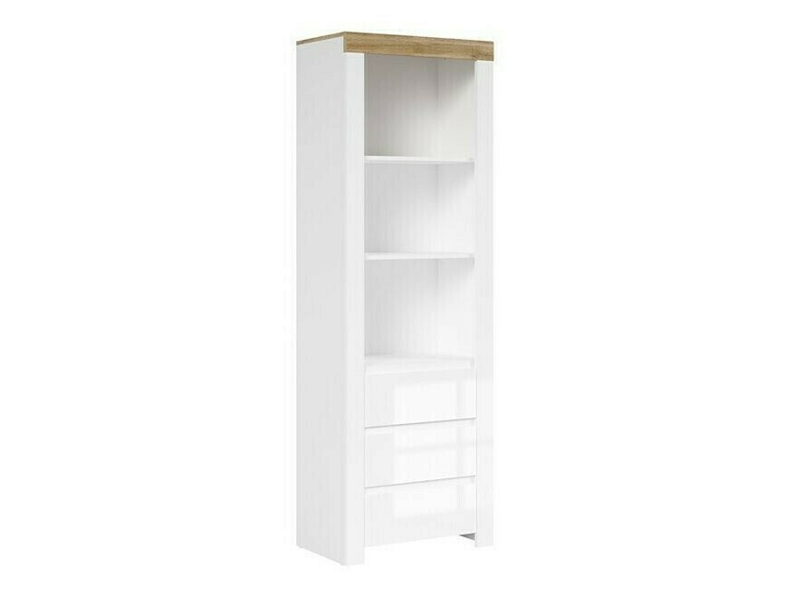Bookcase Sonsoru 106 (White + Glossy white + Oak)