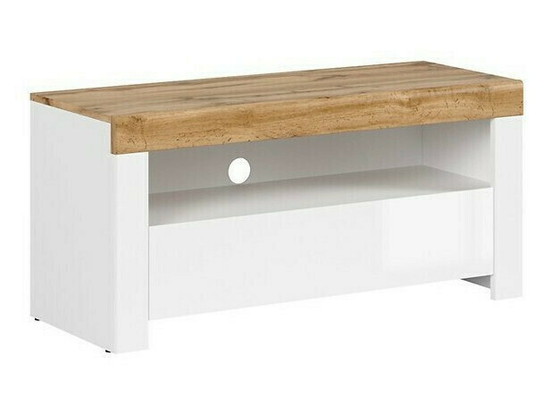 TV stand Sonsoru 107 (White + Glossy white + Wotan Oak)