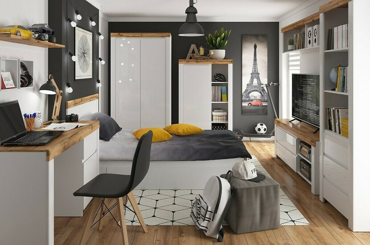 Wall shelf Sonsoru 102 (White + Wotan Oak)