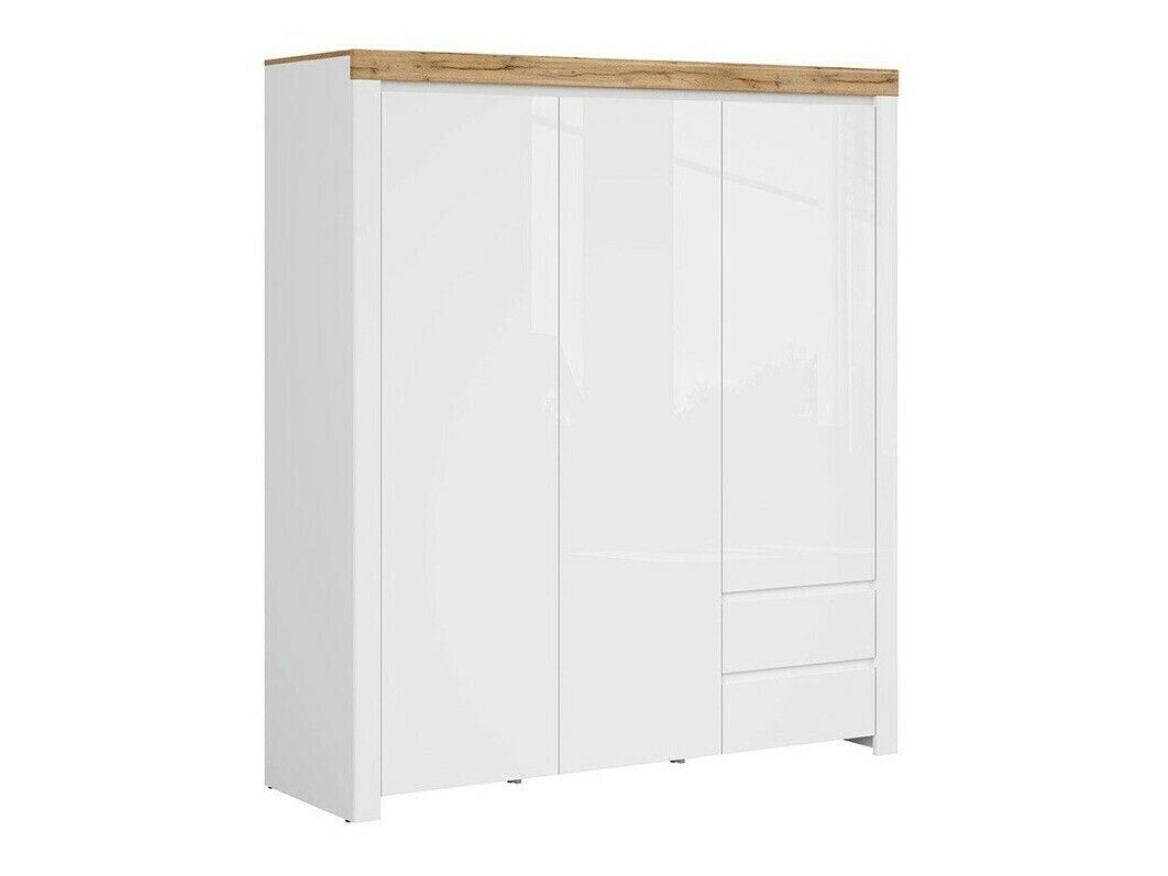 Wardrobe Sonsoru 120 (White + Glossy white + Wotan Oak)