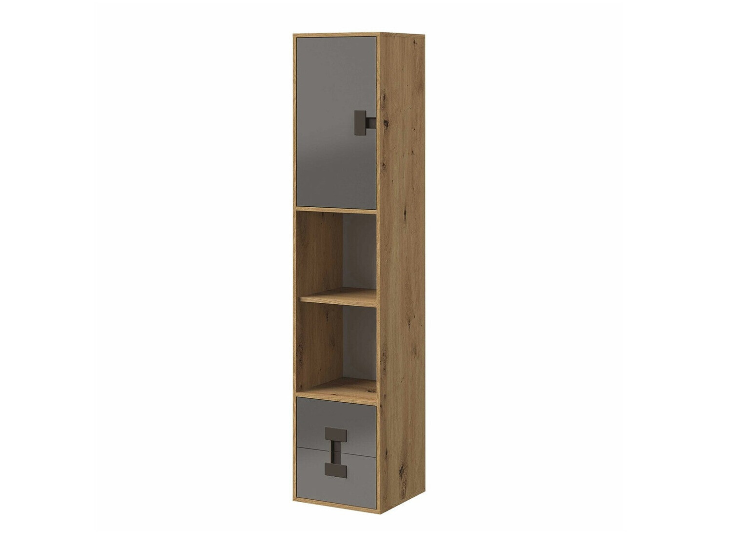 Bookcase Florevi 111 (Gloss grey + Artisan oak)